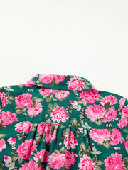 Floral Printed Tied Collar Puff Sleeve Blouse