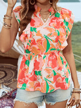 Floral Ruffle Cap Sleeve Blouse
