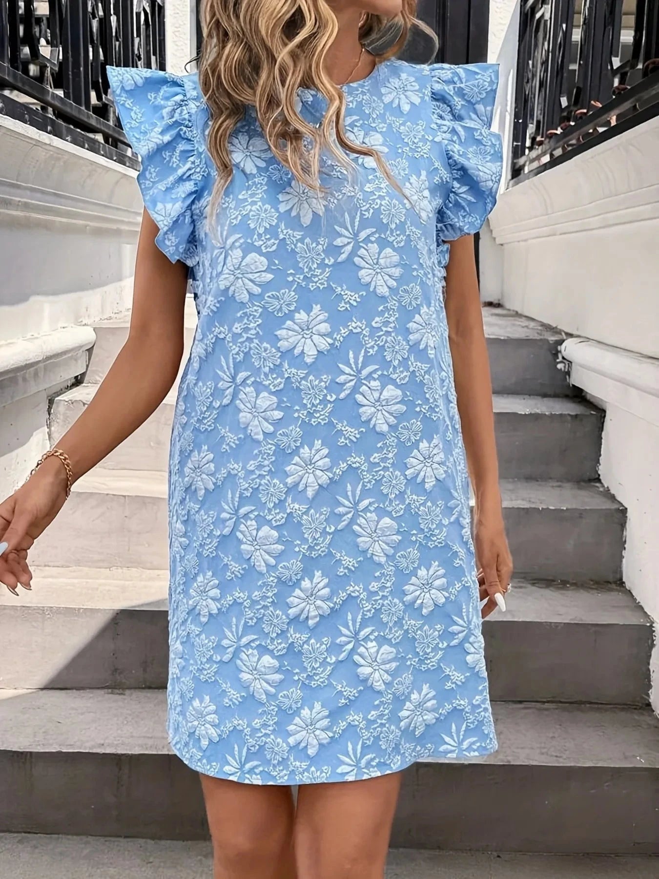 Floral Ruffle Sleeve Summer Dress