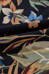 Floral Shirred High Waist Wide Leg Pants with Tie