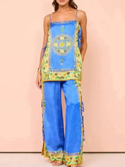 Floral Side Tied Cami and Pants Set