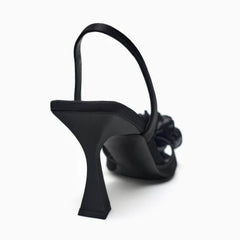 Floral Slingback Ankle Strap Heels
