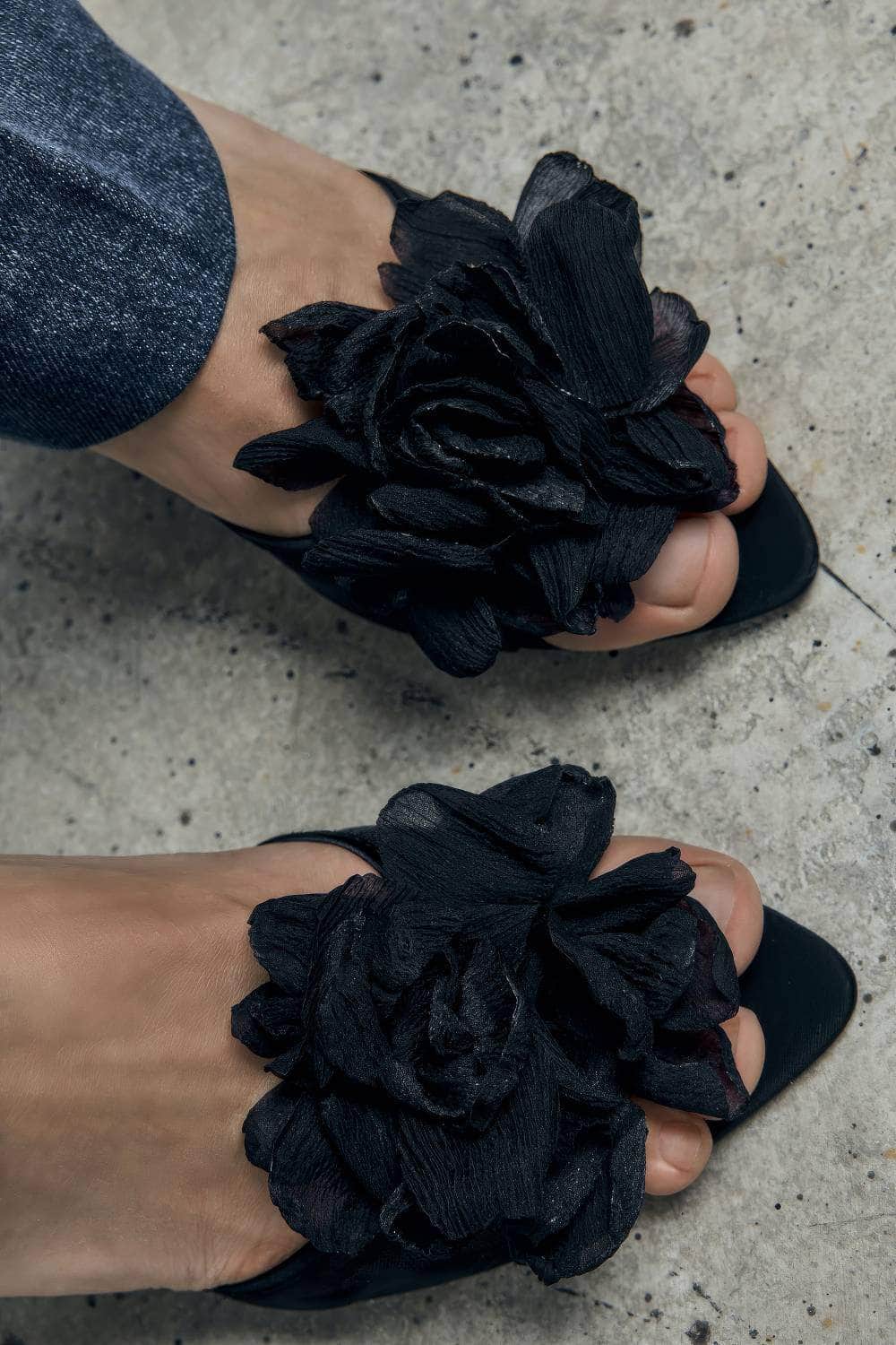 Floral Slingback Ankle Strap Heels