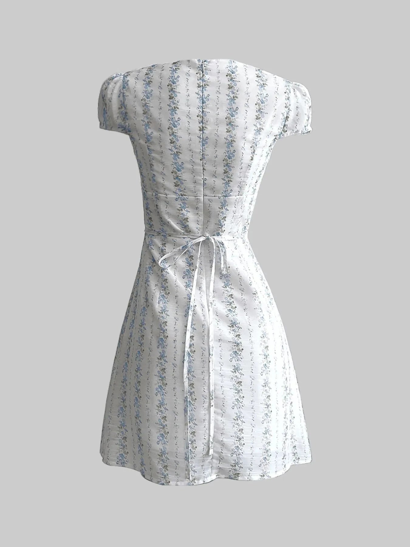 Floral Tie-Front Deep V-Neck Mini Dress