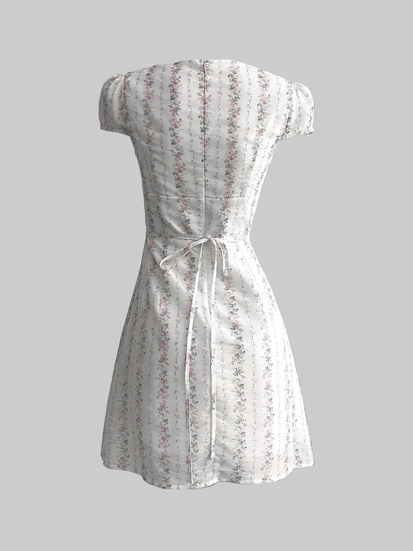 Floral Tie-Front Deep V-Neck Mini Dress