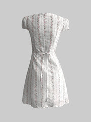 Floral Tie-Front Deep V-Neck Mini Dress