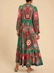 Floral Tie Waist Long Sleeve Dress