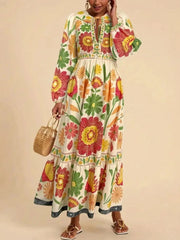 Floral Tie Waist Long Sleeve Dress