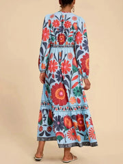 Floral Tie Waist Long Sleeve Dress