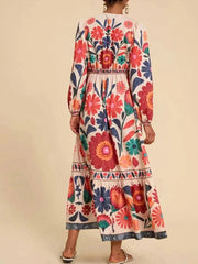 Floral Tie Waist Long Sleeve Dress