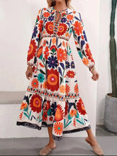 Floral Tie Waist Long Sleeve Dress Color 1 / S