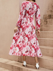Floral V-Neck Long Sleeve Dress