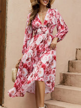 Floral V-Neck Long Sleeve Dress Picture Color / S