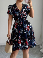 Floral Wrap Dress with Flutter Sleeves