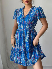 Floral Wrap Dress with Flutter Sleeves