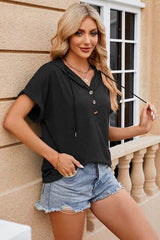 Florira Hooded Short Sleeve T-Shirt Black / S