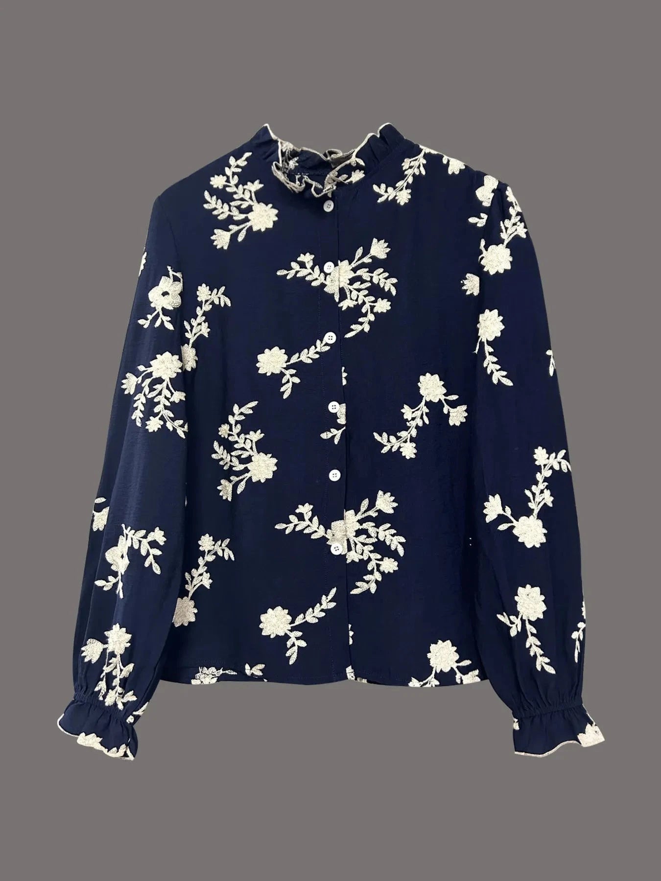 Flower Button Up Long Sleeve Shirt