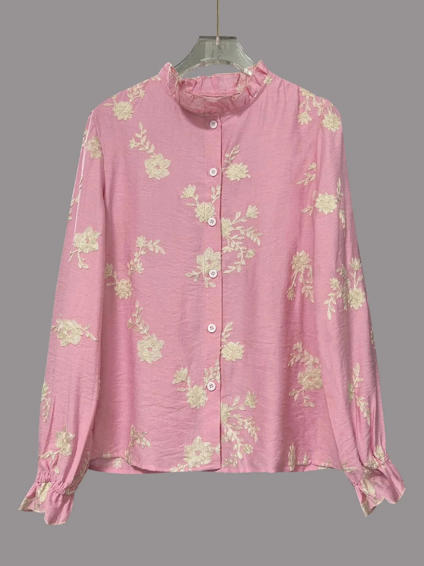 Flower Button Up Long Sleeve Shirt