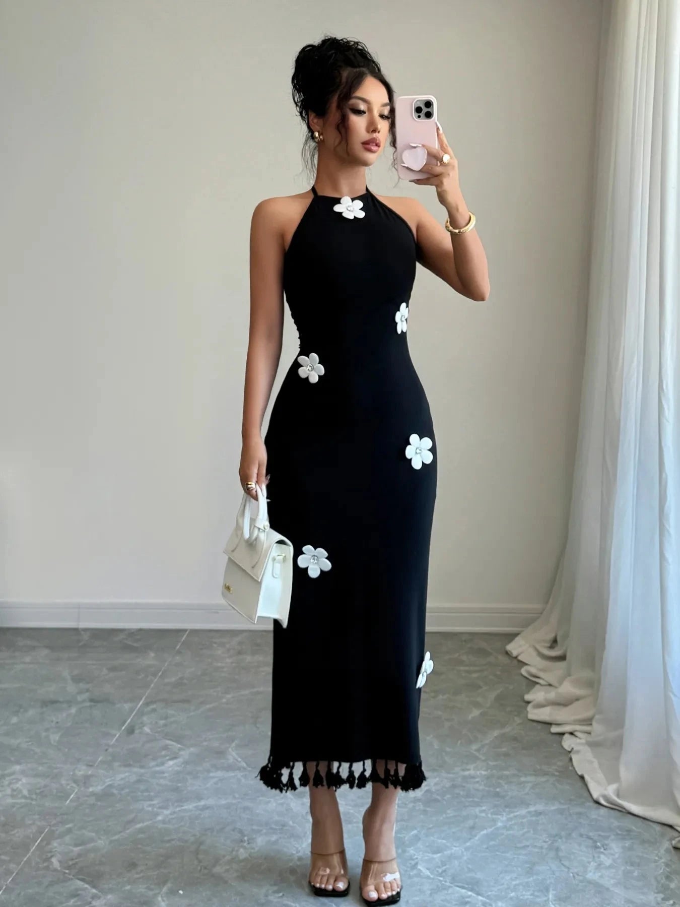 Flower Halter Neck Dress