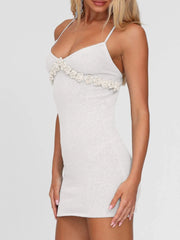 Flower Halter Neck Mini Dress