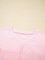 Flower Patched Exposed Seam Oversized T Shirt