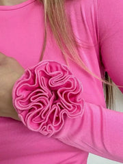Flower Round Neck Long Sleeve T-Shirt