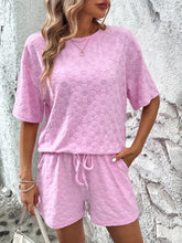 Flower Round Neck Top and Shorts Lounge Set Pink / XS