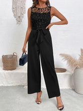 Flower Sleeveless Wide Leg Jumpsuit Black / S