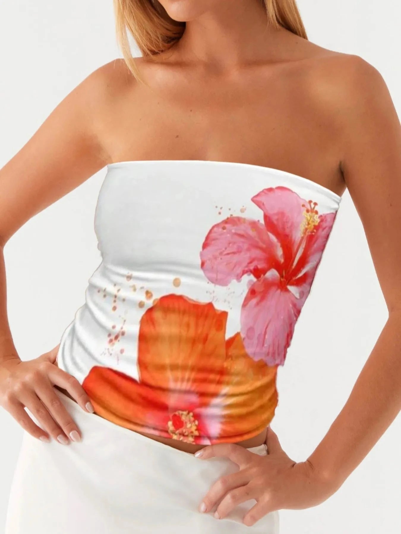 Flower Tube Top White / S