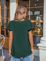 Flutter Sleeve V-neck Casual Blouse