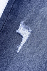 Folded Cuffs Distressed Straight High Waist Jeans