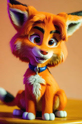 Fox Sitting Tabletop Close-Up