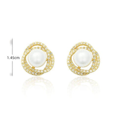 Freshwater Pearl Rhinestone Halo Twist Earrings