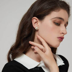 Freshwater Pearl Rhinestone Halo Twist Earrings