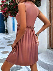 Frill Ribbed Sleeveless Mini Dress