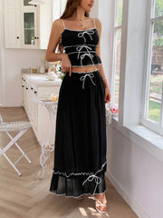 Frill Square Neck Cami and Skirt Set