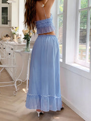Frill Square Neck Cami and Skirt Set