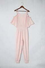 Frill Surplice Cold Shoulder Jumpsuit