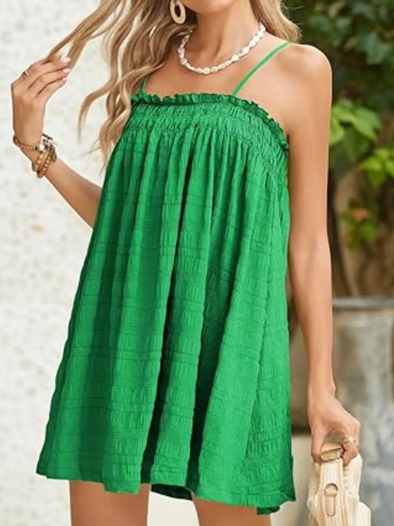 Frill Textured Mini Cami Dress