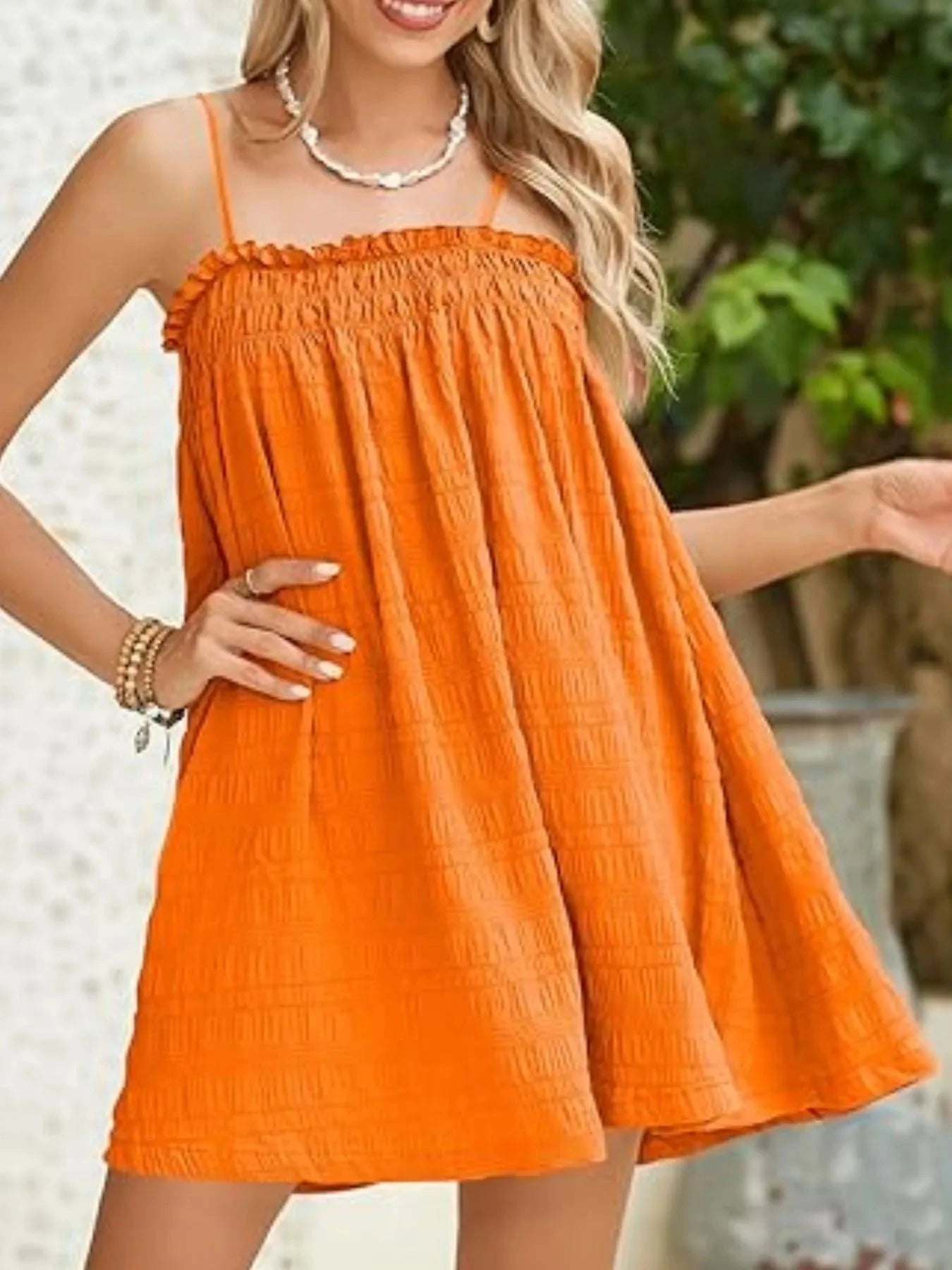 Frill Textured Mini Cami Dress