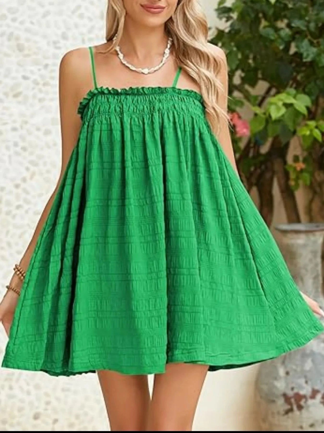 Frill Textured Mini Cami Dress