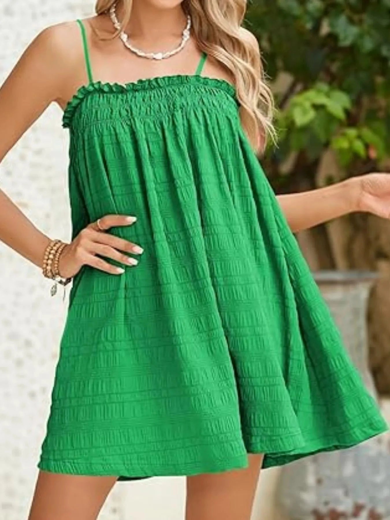 Frill Textured Mini Cami Dress
