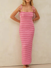 Frill Tie-Shoulder Maxi Dress Pink / S