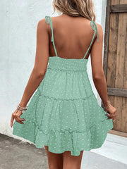 Frill Tiered Swiss Dot Cami Dress