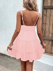 Frill Tiered Swiss Dot Cami Dress