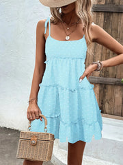 Frill Tiered Swiss Dot Cami Dress