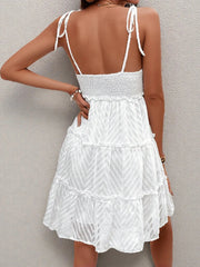 Frill Tiered Tie Shoulder Dress