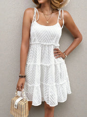 Frill Tiered Tie Shoulder Dress