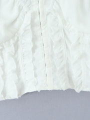 Frill V-Neck Puff Sleeve Blouse