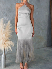 Fringe Halter Neck Dress
